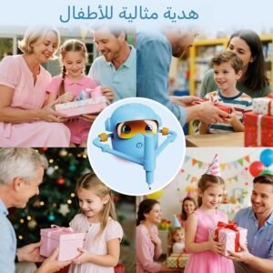 روبوت رسم للاطفال، مع 100 بطاقة كلمة، 12 قلم ملون، الة رسم تعليمية تفاعلية صوتية، العاب تعلم الرسم مونتيسوري للاولاد والبنات من سن 3 سنوات فما فوق، هدية تعليمية ابداعية (ازرق)