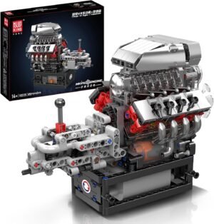 نموذج محرك V8 10206 تعمل وتبني محرك نموذج ستيم الخاص بك، ألعاب هندسة بناء محرك السيارة 8 أسطوانات للأطفال والكبار من مولد كينج (طقم من 737 قطعة)